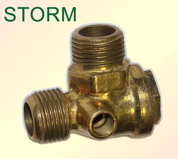 Клапан обратный M1/2" - M1/2" - F1/8" (бронза) STORM для компрессора
