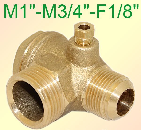 Клапан обратный M1" - M3/4" - F1/8" с конусным зажимом Remeza R4242133102 для компрессора